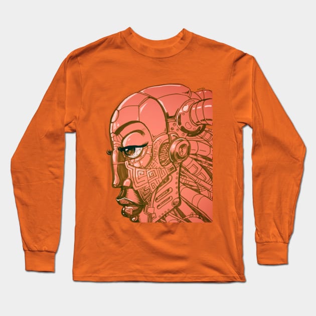 Robot Lady - Bubblegum Long Sleeve T-Shirt by Samax